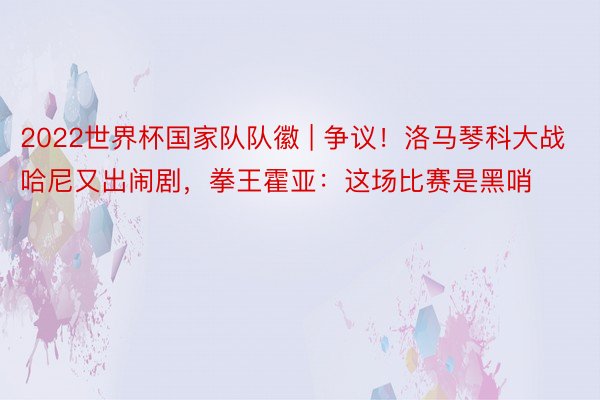 2022世界杯国家队队徽 | 争议！洛马琴科大战哈尼又出闹剧，拳王霍亚：这场比赛是黑哨