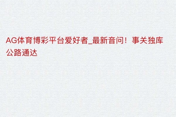 AG体育博彩平台爱好者_最新音问！事关独库公路通达